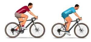 Exemple de positions de cyclistes terriens et aériens Crédits : Volodalen